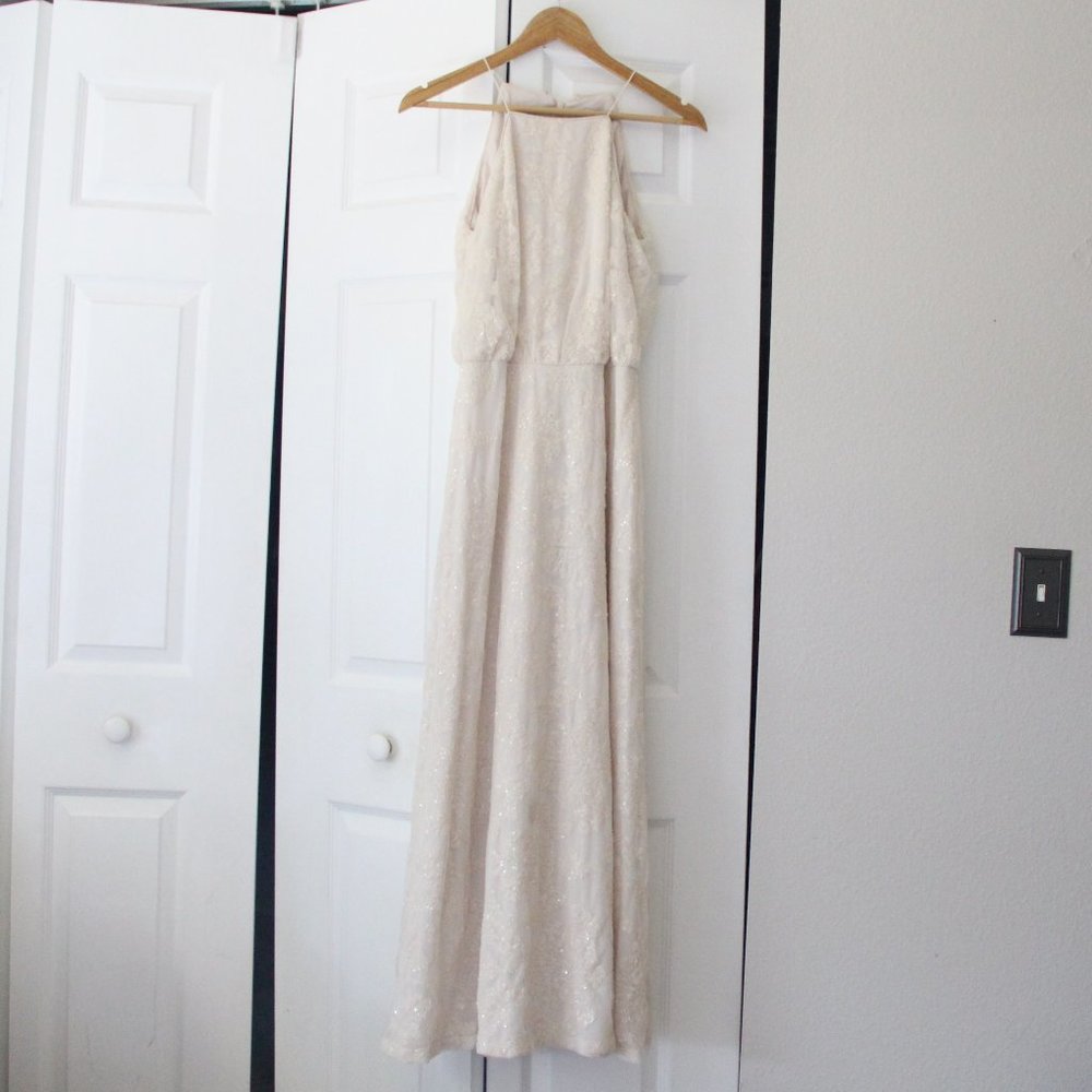 Bill Levkoff Sequined Bridesmaid Dress - Champagne